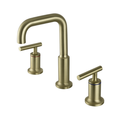 Bathroom 3 Holes Brass Mixer Tap Brushed Gold Basin Faucet