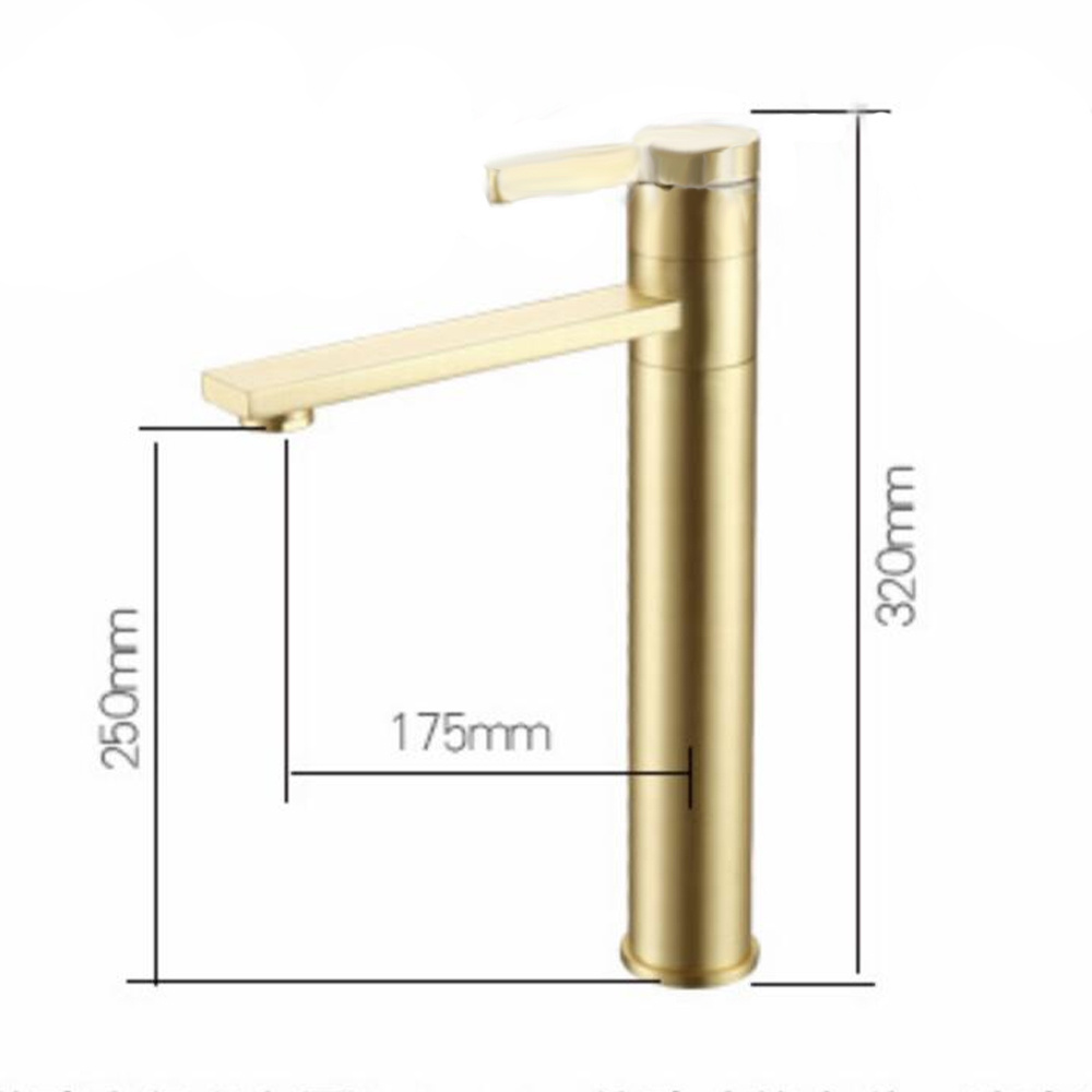 Bathroom Tall Basin Tap Deck Mounted Single Hole Golden Basin Faucet