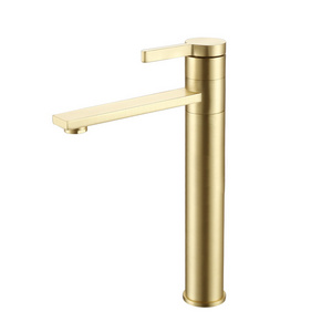 Bathroom Tall Basin Tap Deck Mounted Single Hole Golden Basin Faucet