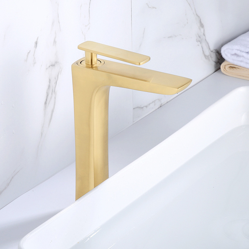 Bathroom Water Tap Brushed Gold Basin Sink Mixer Faucet