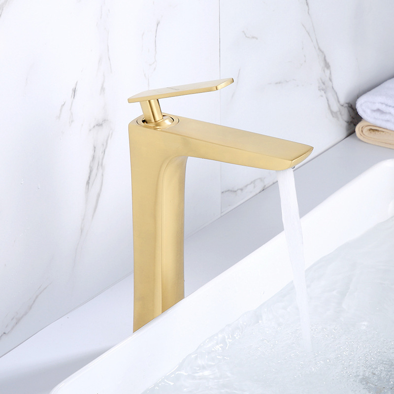 Bathroom Water Tap Brushed Gold Basin Sink Mixer Faucet