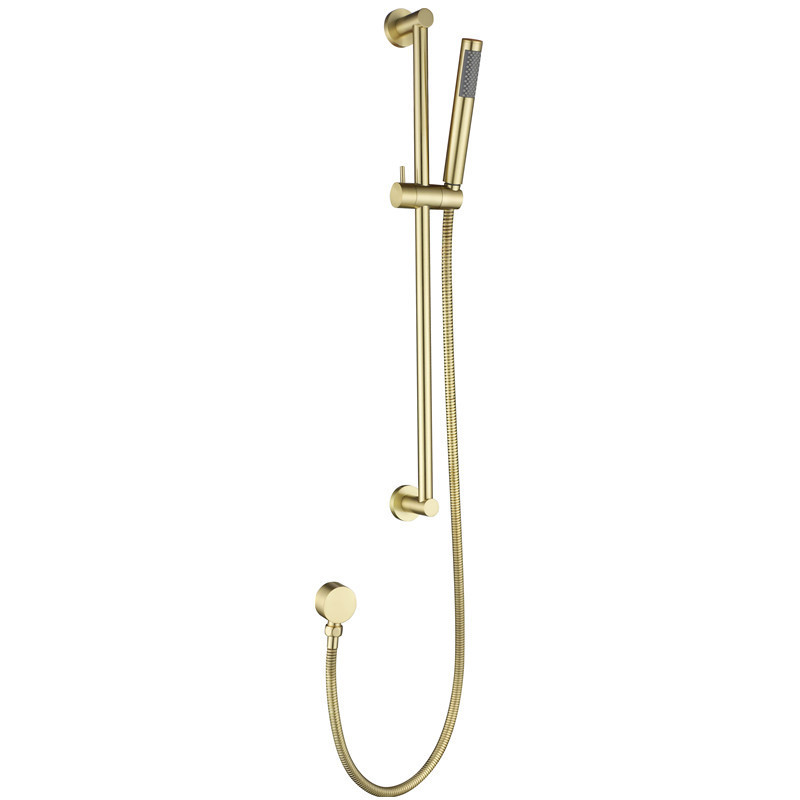 Brushed Gold 12 Inches Rainfall Shower Head Adjustable Slide Bar Shower Set Faucet