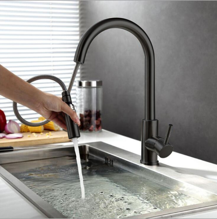 Black Pull Down Automatic Smart Touch Sensor Kitchen Faucet