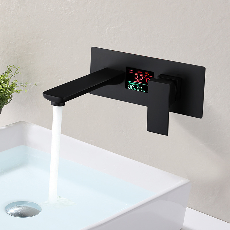 Digital  Brass Bathroom Faucet Wall Mounted Lavatory Basin Sink Mixing Faucet