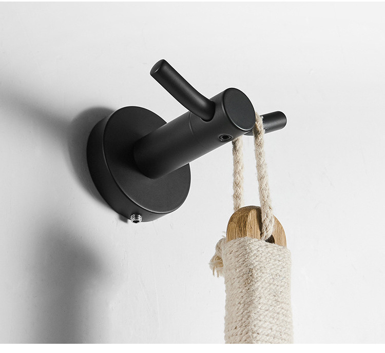 Black Wall Hooks Stainless Steel Wall Mounted Towel Clothes Hook