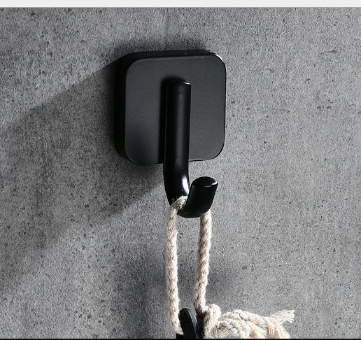 Bath Wall Mounted Black Stainless Steel Towel Clothes Robe Hook