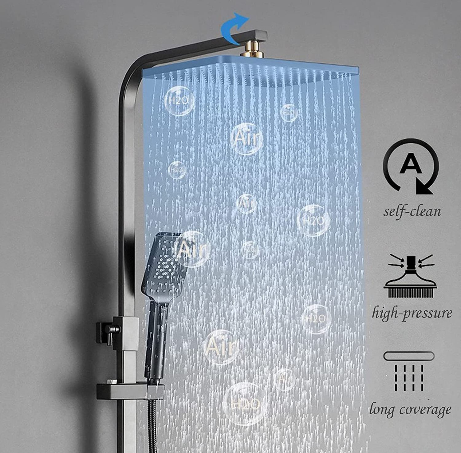 Luxury Rain Mixer Shower Faucet 38 Degree Thermostatic Wall Mounted Shower Set with Bidet Sprayer