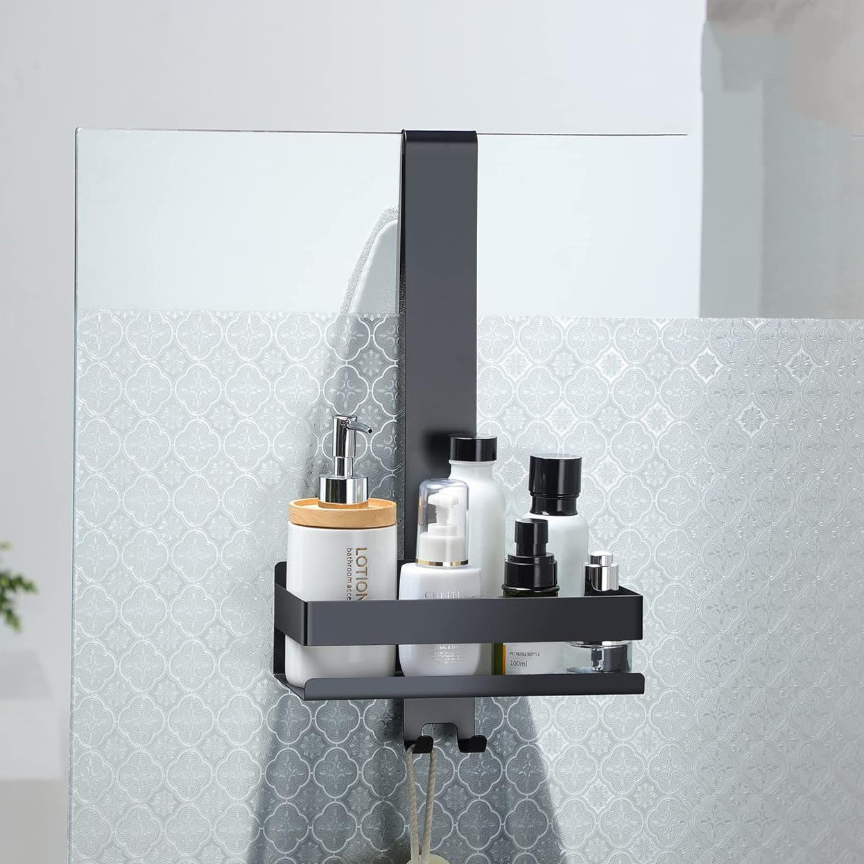 Anti-Swing Hanging Shower Caddy Shelf Black Shower Shelf