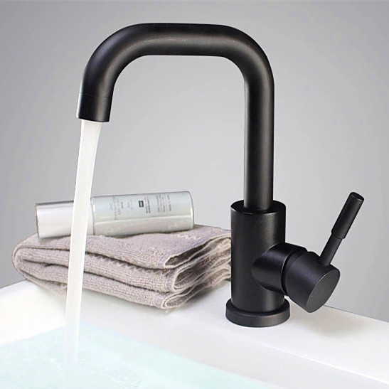 Bathroom Basin Water Faucet Black Stainless Steel Mixer Tap