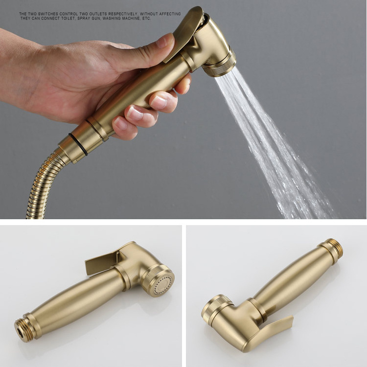 Wall Mount Bidet Faucet Set Brushed Gold Bidet Sprayer For Bathroom Toilet