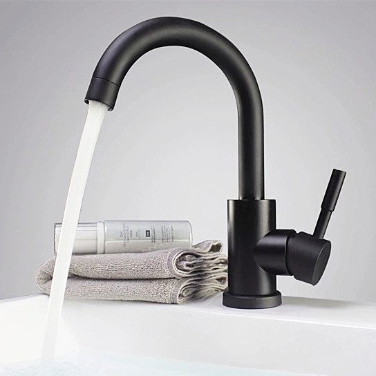 Bathroom Basin Water Faucet Black Stainless Steel Mixer Tap