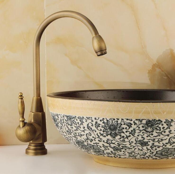 Bronze Antique Brass Kitchen Single Handle High Arc Sink Faucet