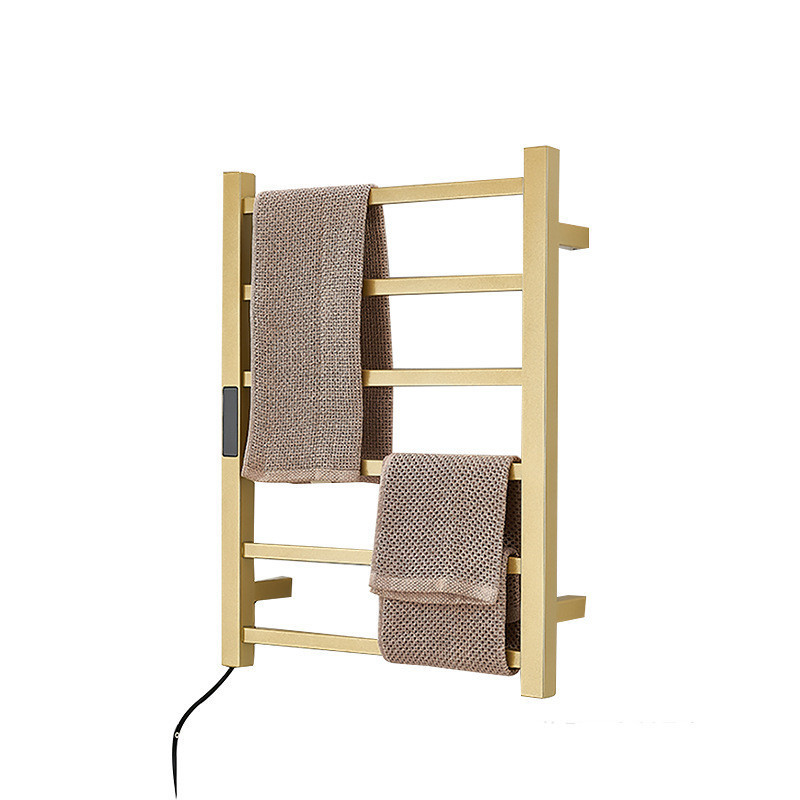 Modern Brushed Gold Towel Warmer Holder Electric Heated Towel Rack