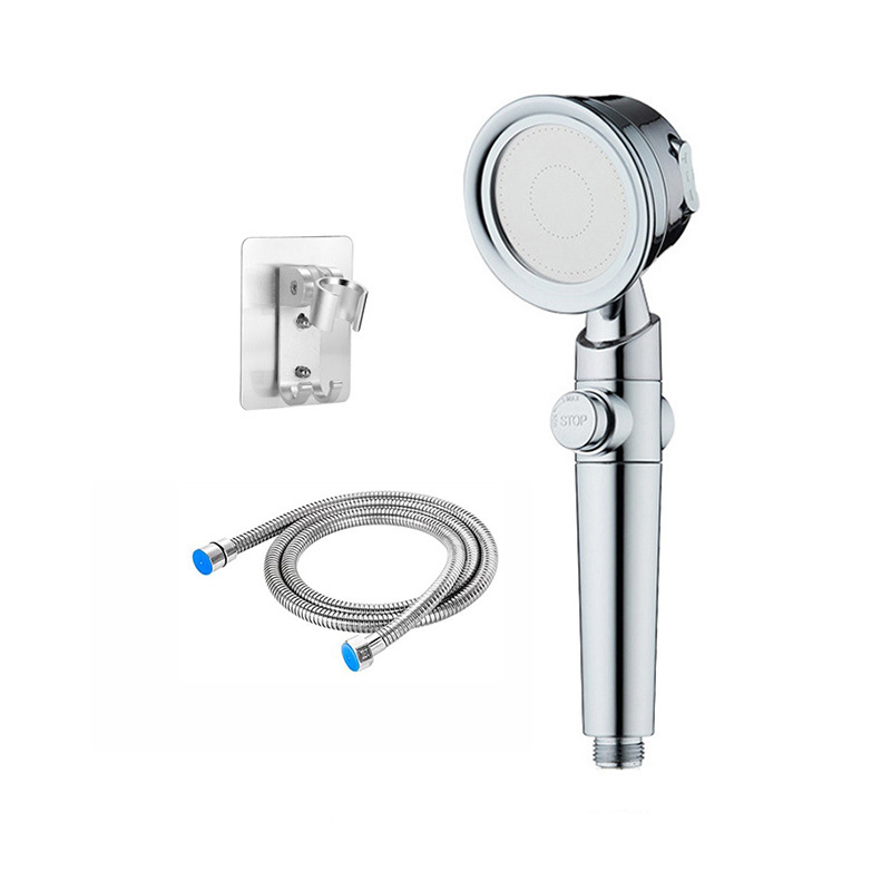 Chrome Handheld Shower Head Combo Set Ionic Shower Head With Shower Hose and Bracket