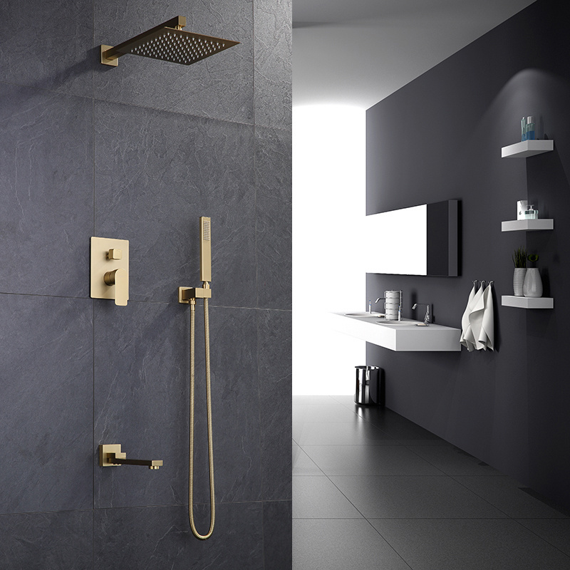 Luxury Brushed Gold Bath Shower Faucets Bathroom Shower Set with Tub Faucet