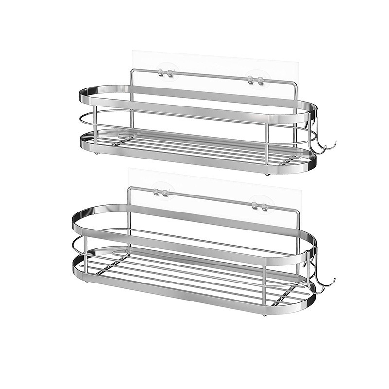 Self Adhesive Shower Caddy Shelf Stainless Steel Kitchen Storage Bracket Shelf