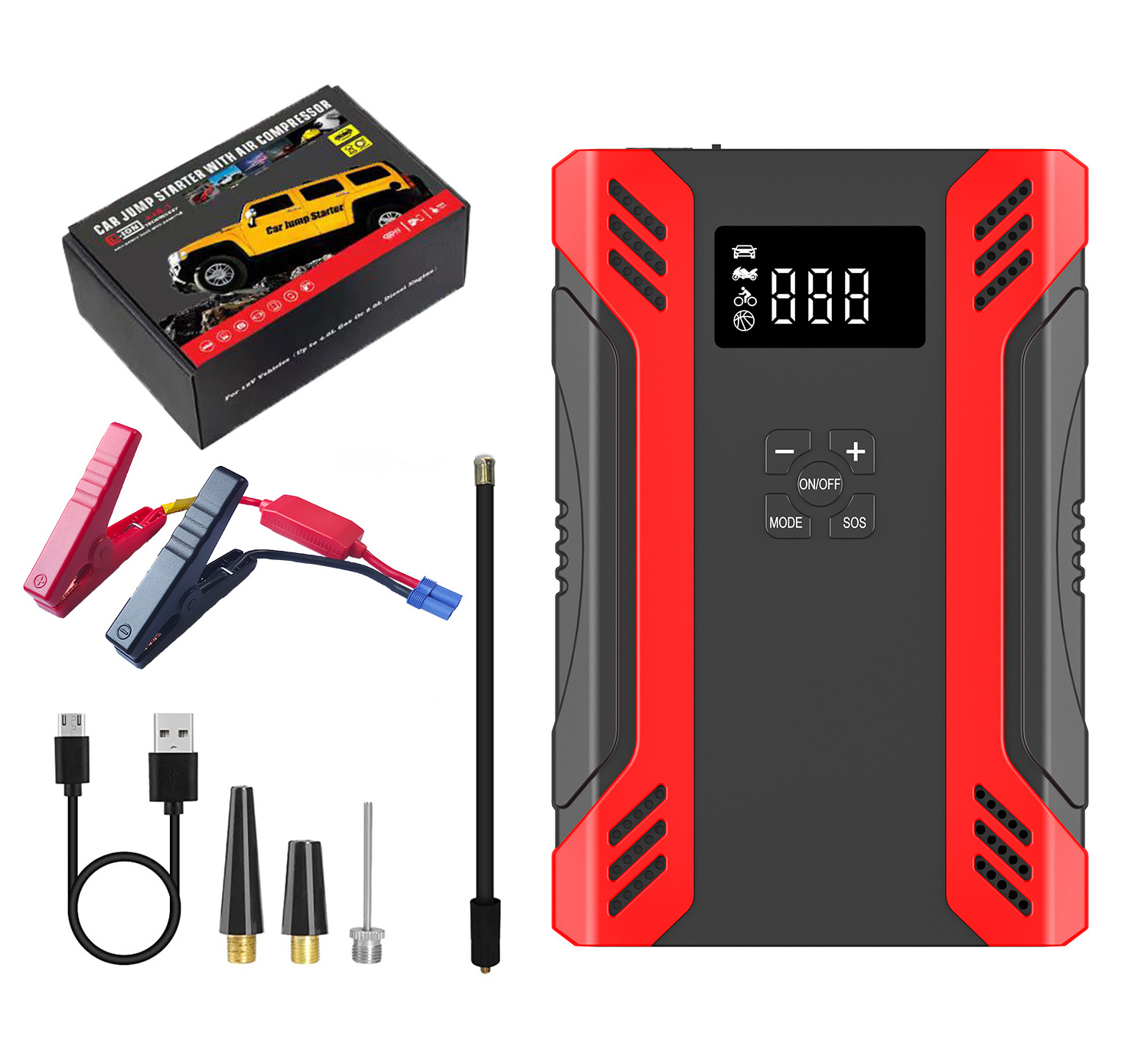 OEM  Car Jump Starter With Air Compressor Quick Charge Pack 37000mwh Portable Car Tyre Air Pump Jump Starter