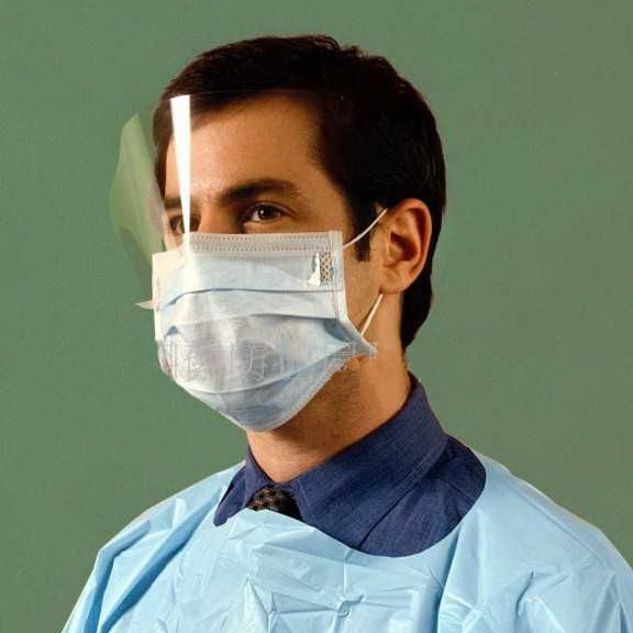 CE Medical disposable face mask with eye protection shield anti foggy dental facemask with splash shield bfe>95