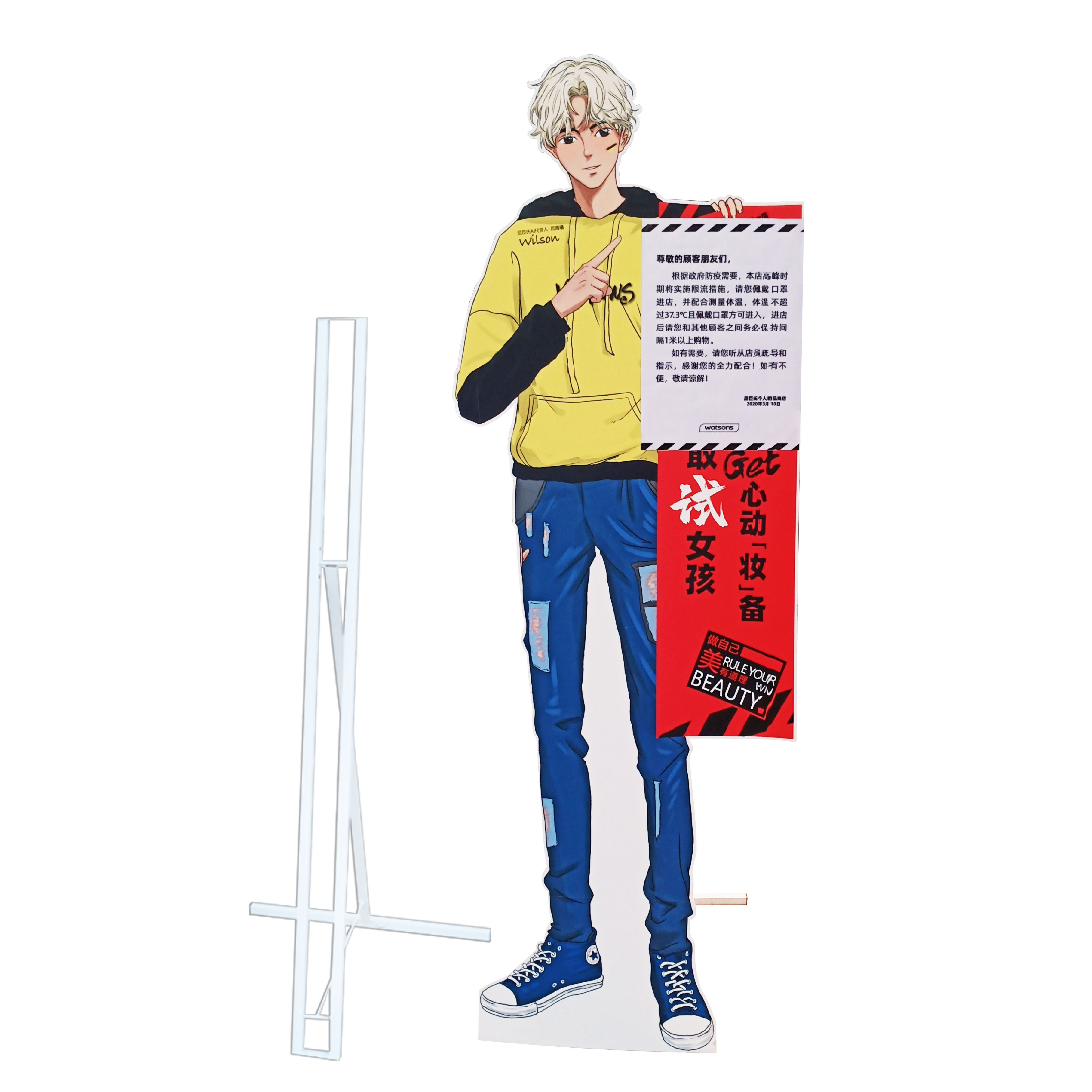 Human standee advertising cutout life size portrait stand pop display floor display standee