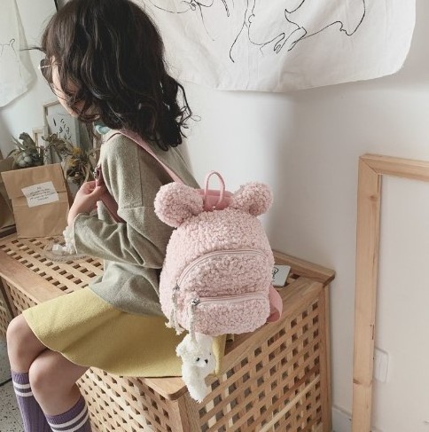 Kindergarten children's backpack Little rabbit plush cute girl backpack