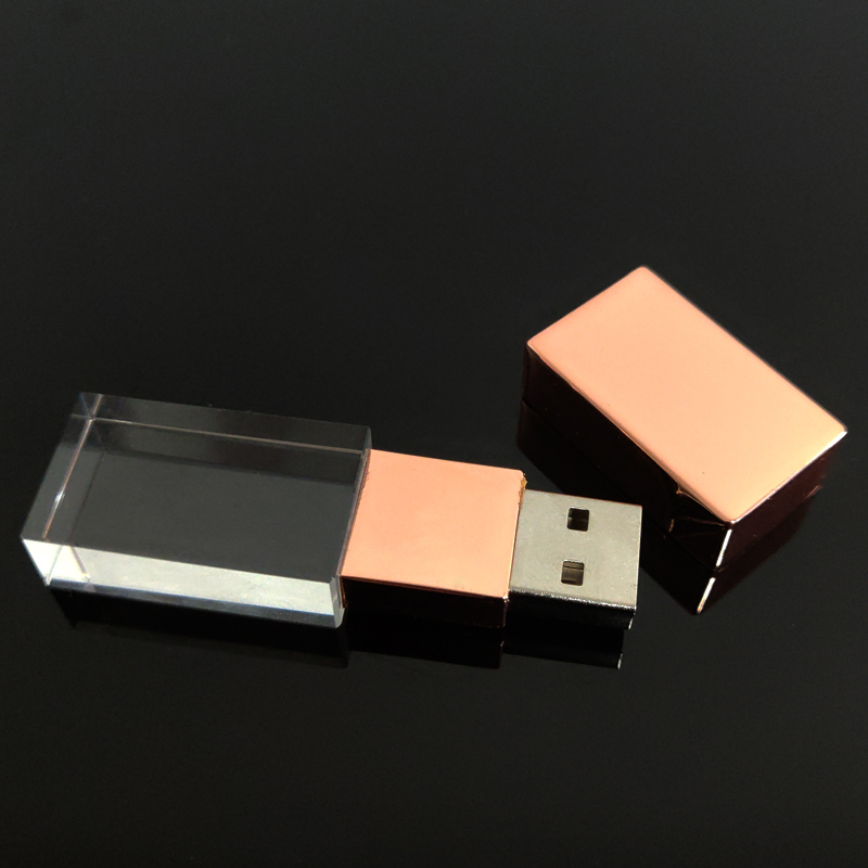 wholesale custom logo Rose Gold USB 3.0 Stick 32GB 64G 128GB Crystal Glass USB Flash Drives pendrive stick with gift box