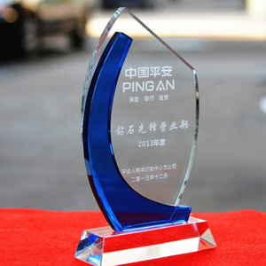 Pujiang bulk k9 Blank sport crystal trophy award Wholesale custom logo crystal Glass trophy Awards for business souvenir