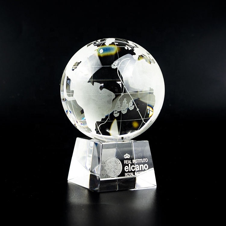 wholesale k9 crystal glass earth globe custom crystal world map engraved globe with base for business gifts