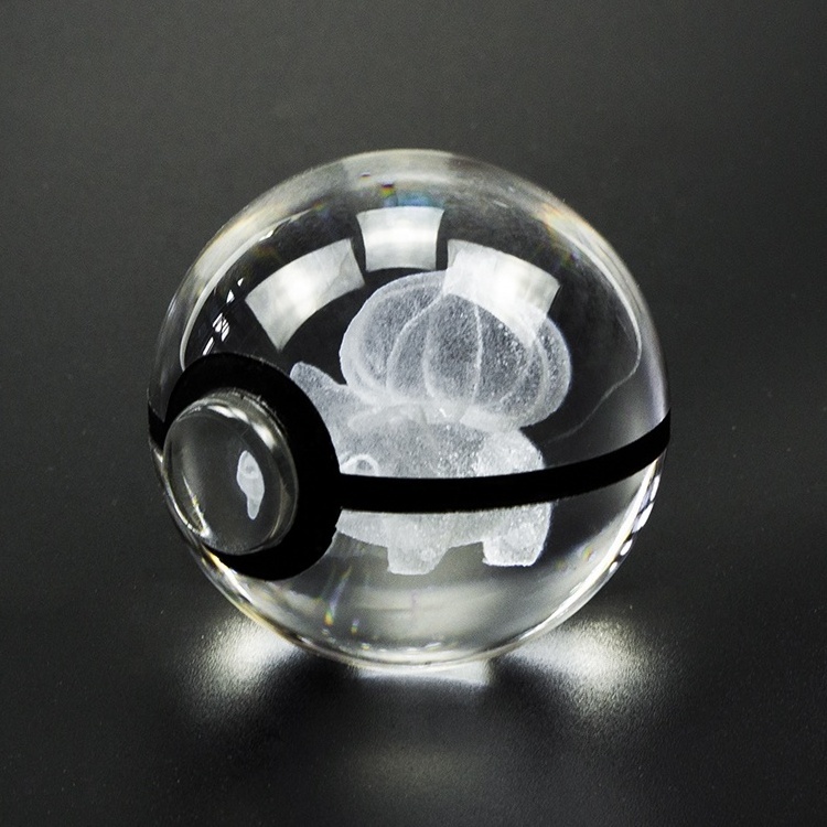 cheap wholesale 5CM Souvenir Gifts Anime character transparent custom logo Crystal glass PokeBall for kid gift