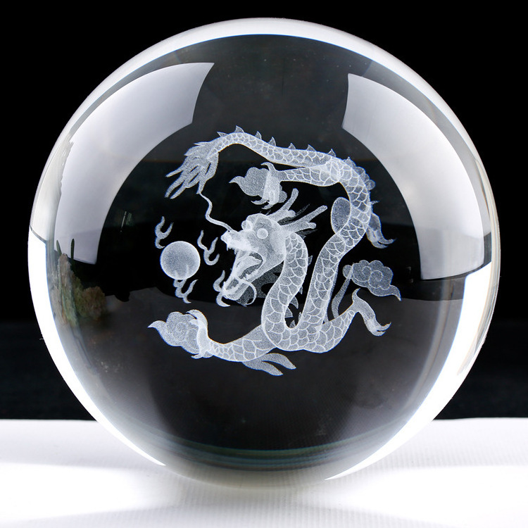 2022 new transparent 80mm 100mm crystal animals balls k9 custom logo 3d laser engraving crystal glass ball for home decoration