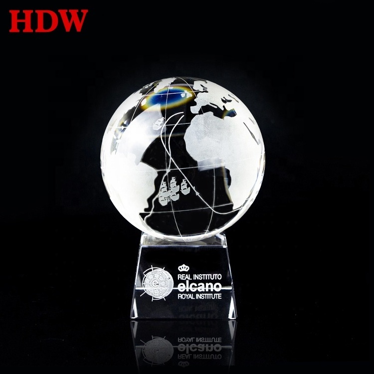 wholesale k9 crystal glass earth globe custom crystal world map engraved globe with base for business gifts