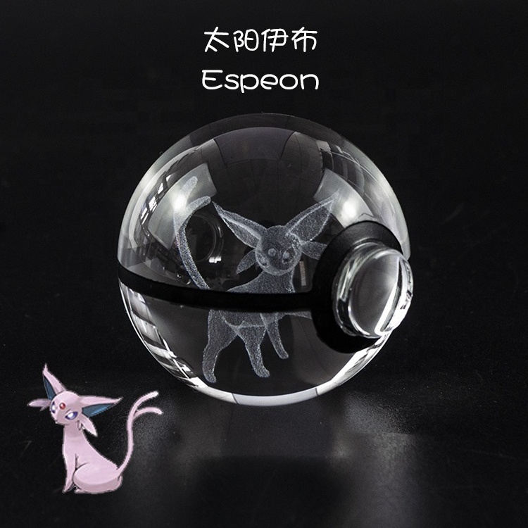 Wholesale 50mm LED Clear Crystal Magic Ball Stand with Laser Engraved Anime Children's Gift or Souvenir Model