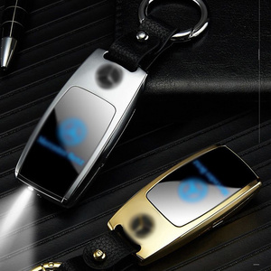 2020 Wholesale new design metal USB rechargeable electronic lighter custom car logo LED keychain cigarette lighter