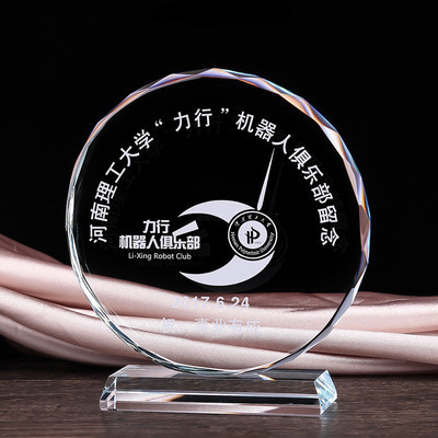 new design pujiang custom office souvenir gift acrylic crystal trophy K9 uv print custom logo cheap crystal base trophy award