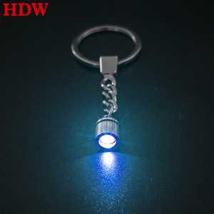 2022 HDW cheap Wholesale Colorful change Lights LED Crystal Keychain custom 3D Laser Logo led flashlight keychain