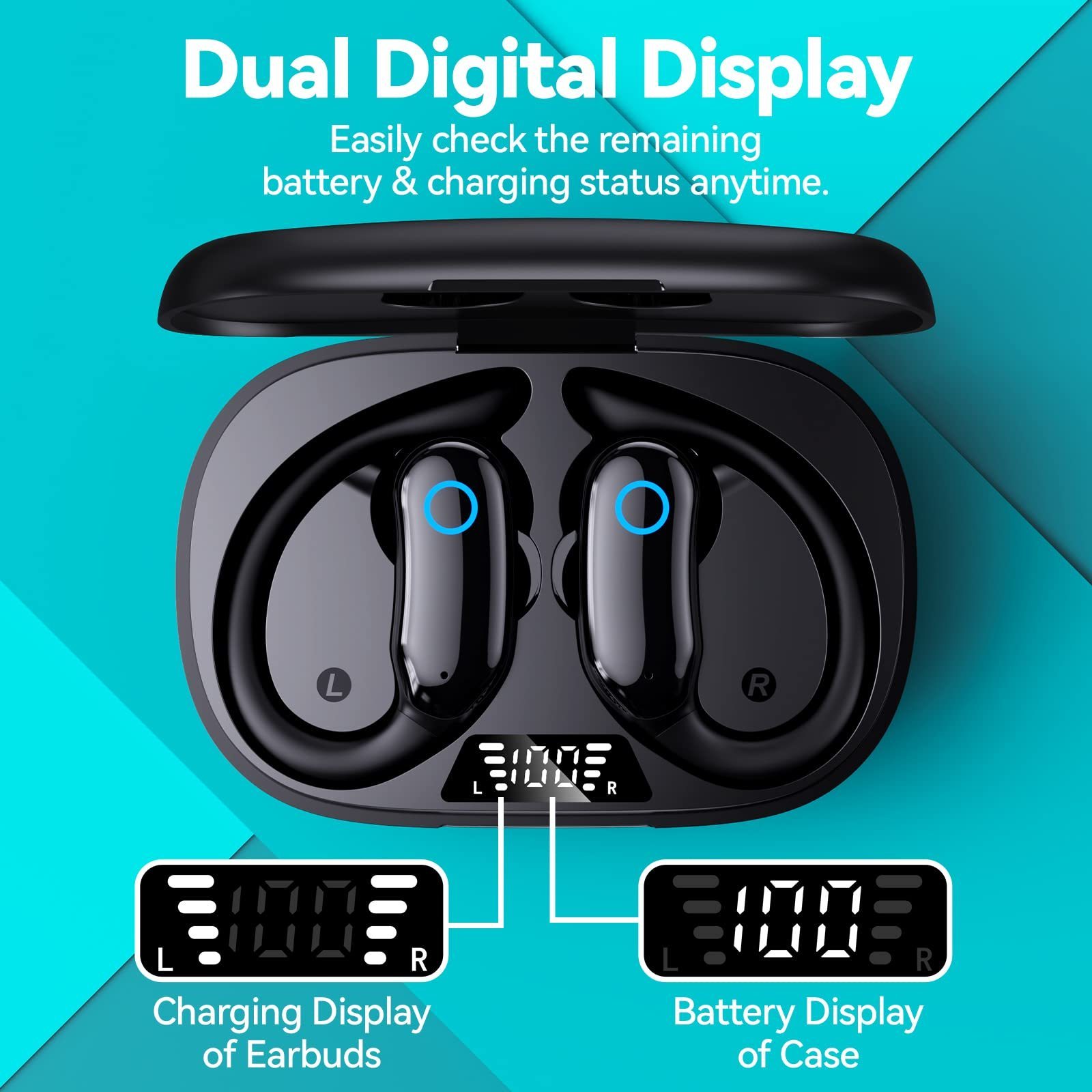 New i26  Wireless Earbuds Earphones Over-Ear Stereo Bass Headset Ipx7 Waterproof  Earhooks Headphones with Microp