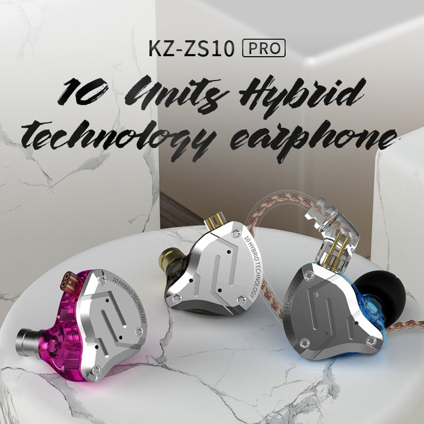 Hot Selling ZS10 Pro 10 Units Hybrid 4BA+1DD HIFI Bass Earbuds Headphones Sport Noise Cancelling Headset