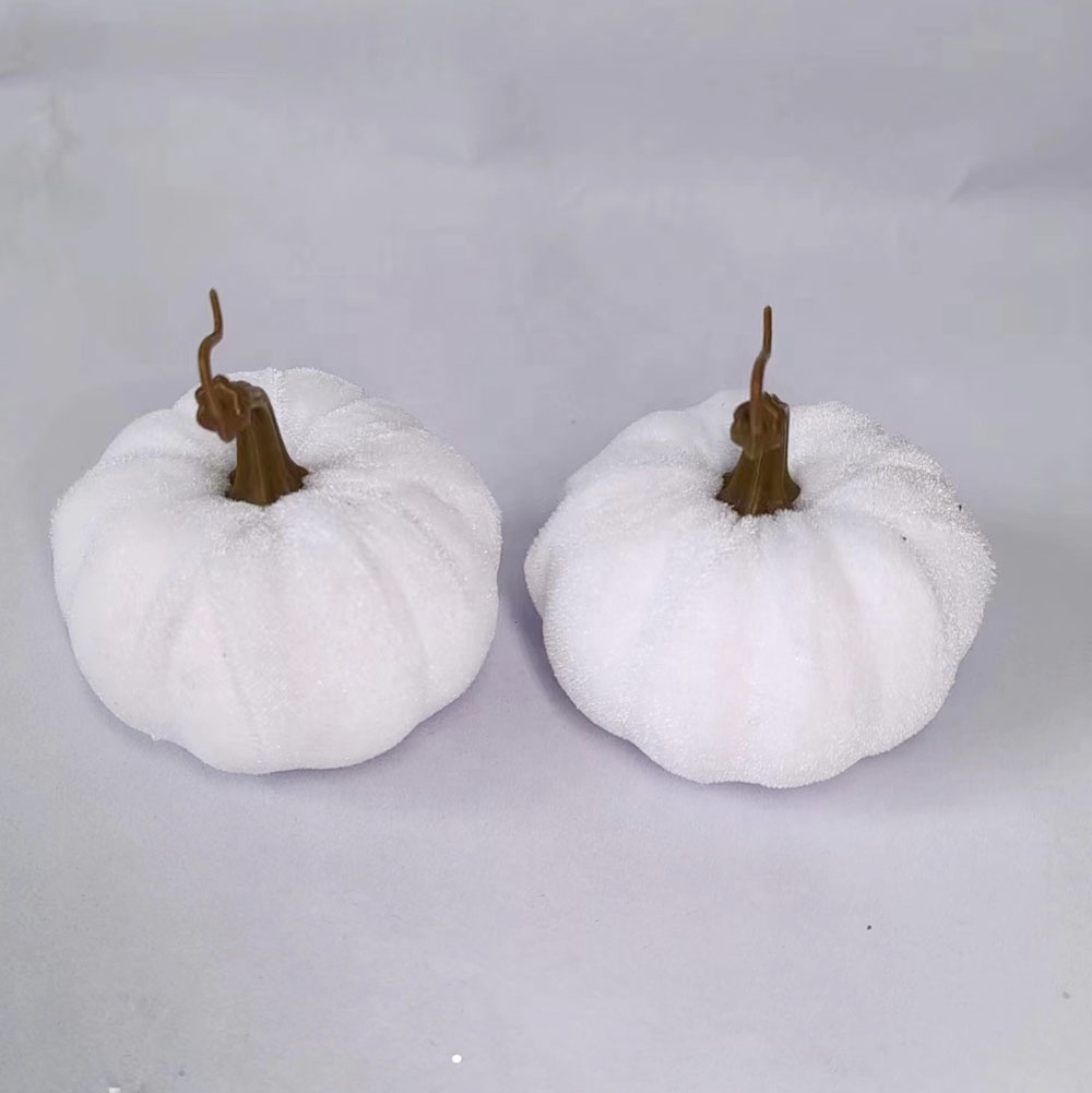 8cm Artificial Harvest Velvet Fabric styrofoam Pumpkins for home halloween Thanksgiving Fall Decorations