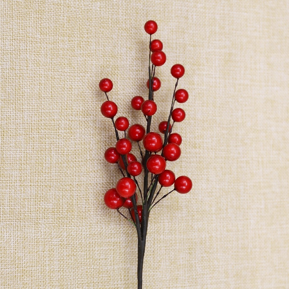 cheap artificial red berry picks branch for christmas