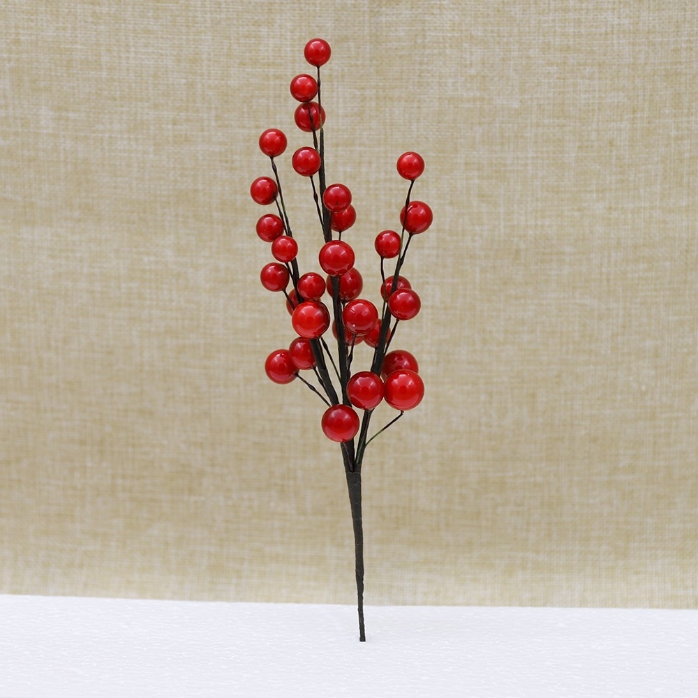 cheap artificial red berry picks branch for christmas