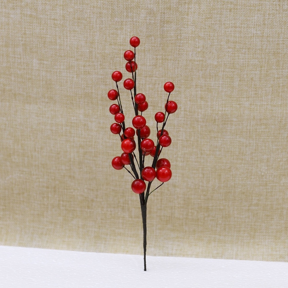 cheap artificial red berry picks branch for christmas