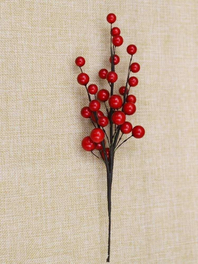 cheap artificial red berry picks branch for christmas