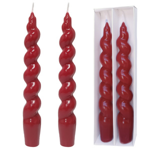 Wholesale Spiral Taper Candles 10 Inch Handmade Red Spiral Candle for Dinner Decor Christmas Gift Idea