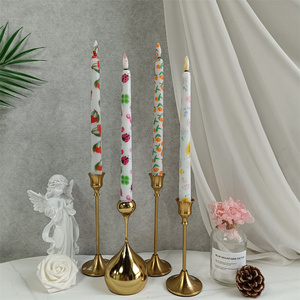 10 inch Long LED Taper Candles With Remote Control Timer Party Dinner Battery Operated Candles Fruit Patterned Flameless Candles