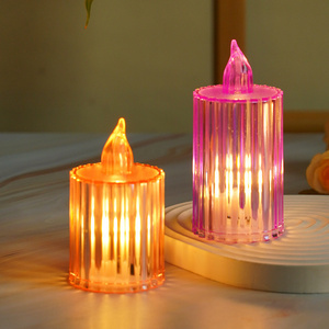 Wholesale Small LED Candle Electronic Tealight Candles Creative Transparent Crystal Nightlight for Holiday Atmosphere Decorative