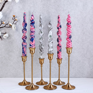 Manufacturer Paraffin Wax Swirl Candle Stick the Stars and the Stripes Pattern Twist Spiral Candle Dollar Printed Taper Candles