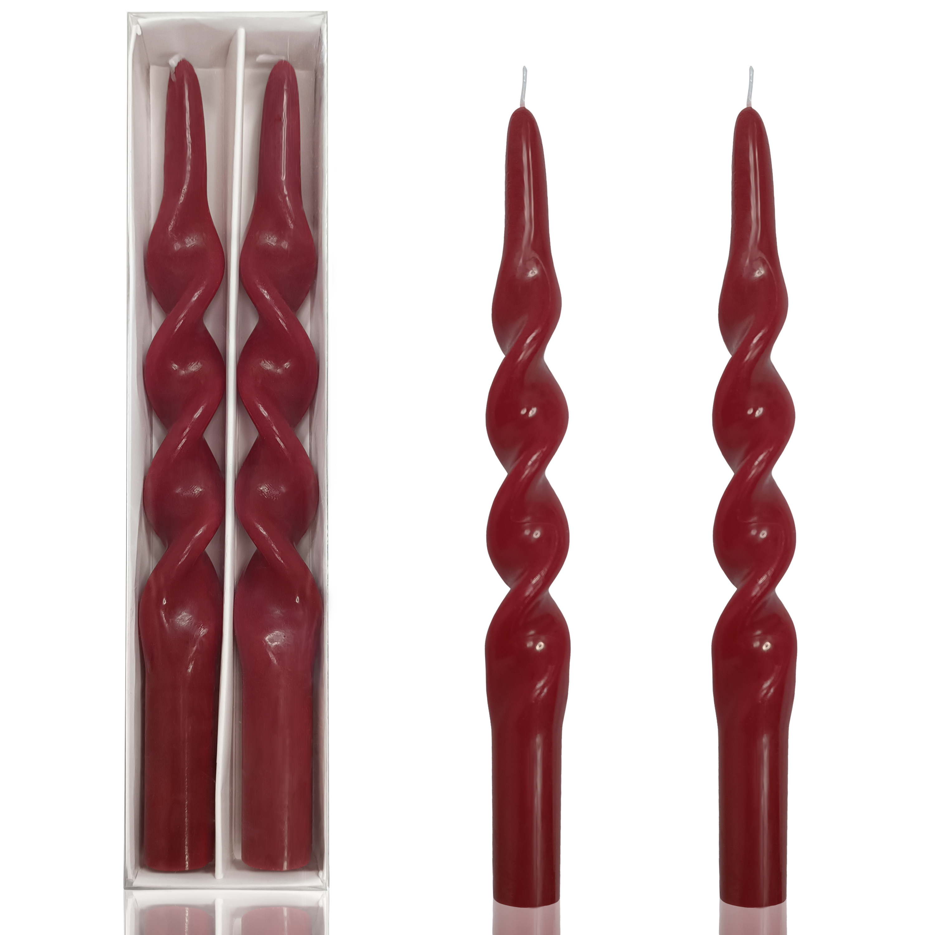 Wholesale Spiral Taper Candles 10 Inch Handmade Red Spiral Candle for Dinner Decor Christmas Gift Idea