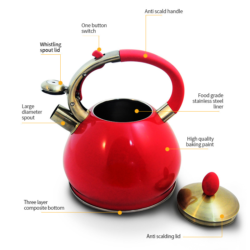 Stainless Steel Whistling Water Tea Kettles for Stove Top and Induction Cooker