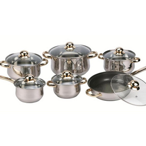 Kitchen accessories stainless steel cooking pot 12pcs saucepan casserole frying pan