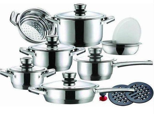 Factory Price Wide Edge Heavy Duty Stainless Steel Cookware Set with Thermometer Lid