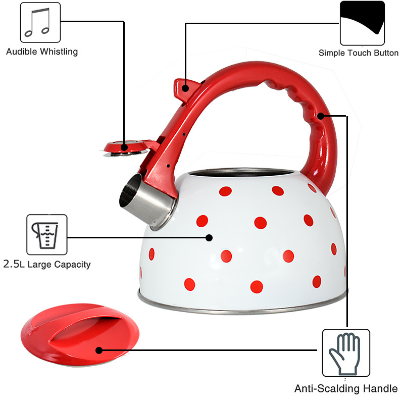 Gooseneck coffee kettle bright polished stainless steel whistling water kettle colorized smart stovetop boiler